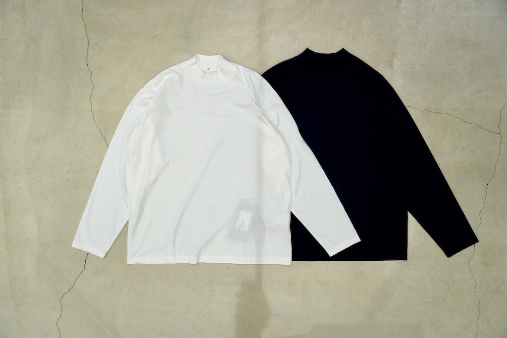 Y / ORGANIC COTTON JERSEY MOCK NECK L/S T