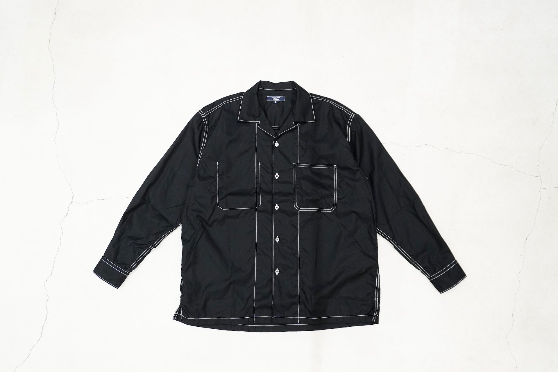 COMME des GARCONS HOMME / 綿ブロード オープンカラーシャツ 製品洗