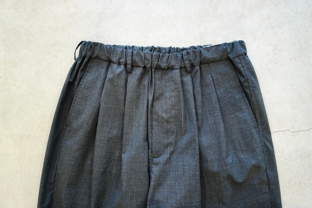 YOKO SAKAMOTO / DOUBLE PLEATED WIDE EASY PANTS -WOOL KASURI STRIPE