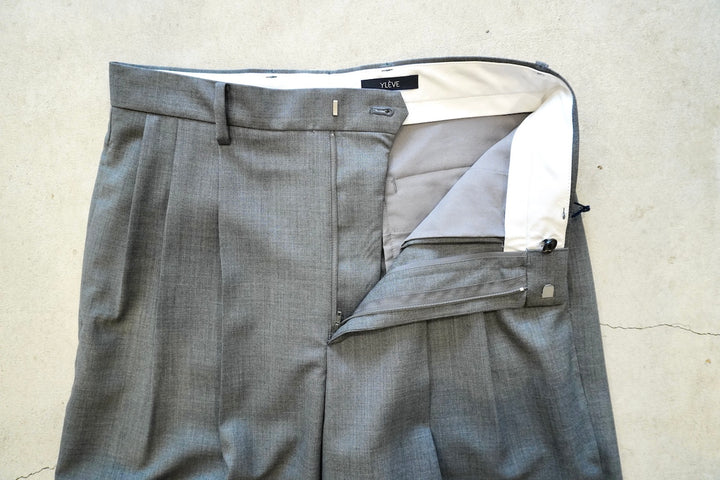 YLEVE SUPER120'S CHAMBRAYWOOL ЗTACK PANT YLEVE】SUPER120'S CHAMBRAY WOOL 3TACK TR GREY - THIRTY' THIRTY' STORE