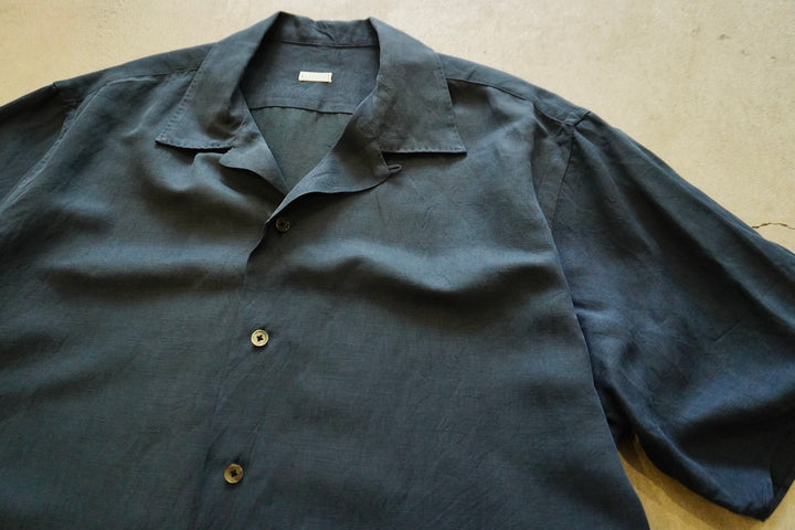 A. PRESSE / Vintage Silk Linen S/S Open Collar Shirt – web-inter
