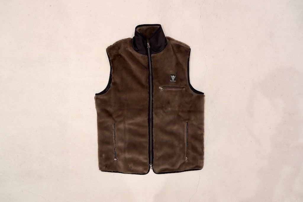 SALE <30%OFF>South2 West8 / Piping Vest - Micro Fur – web-inter