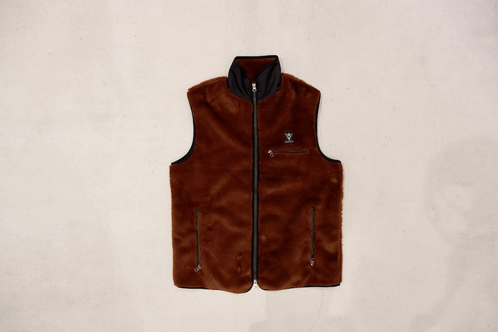 SALE <30%OFF>South2 West8 / Piping Vest - Micro Fur